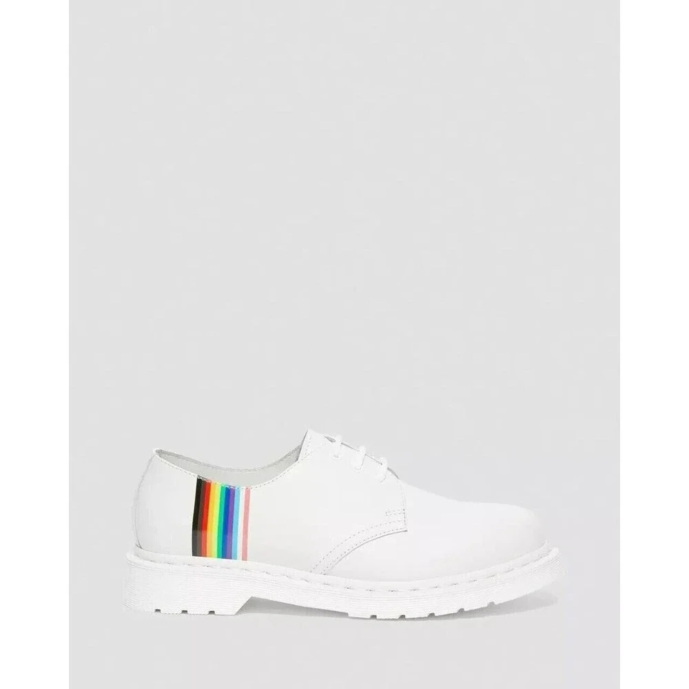 Dr. Martens 1461 Pride Shoes US M6 US W7 White Leather Rainbow Stripe Classic - Picture 5 of 7
